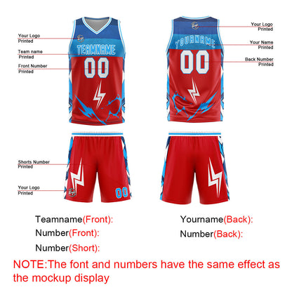 Benutzerdefinierter Rot Blau Basketball Jersey Uniform Anzug gedruckt Ihr Logo Name Nummer