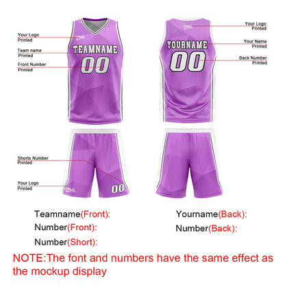 Benutzerdefinierte Lila Weiß Reversible Basketball Jersey Personalisierte Drucken Name Nummer Logo