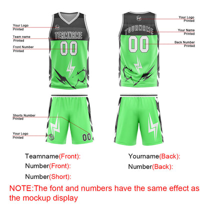 Benutzerdefinierter Grün Grau Basketball Jersey Uniform Anzug gedruckt Ihr Logo Name Nummer