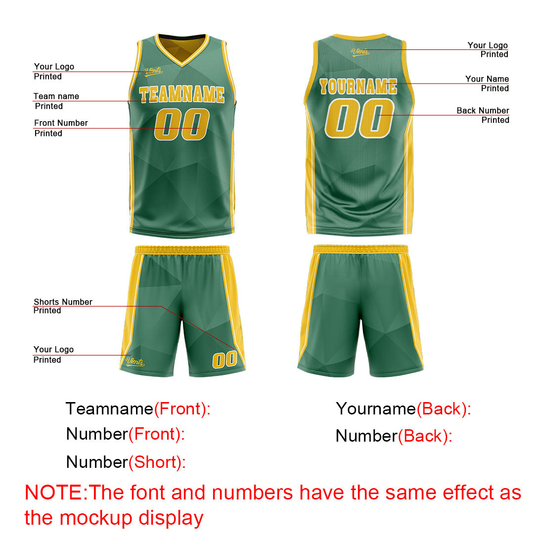 Benutzerdefinierte Grün Gelb Reversible Basketball Jersey Personalisierte Drucken Name Nummer Logo