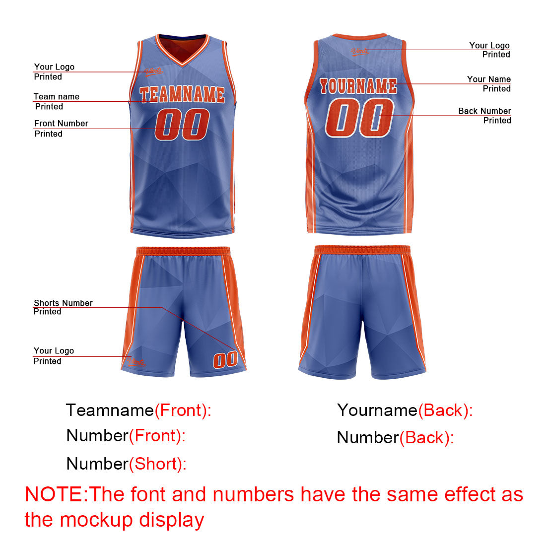 Benutzerdefinierte Blau Orange Reversible Basketball Jersey Personalisierte Drucken Name Nummer Logo