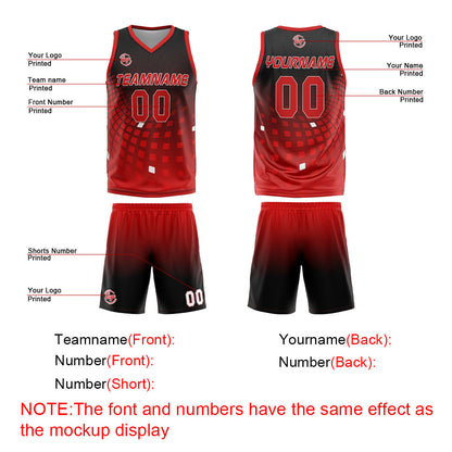 Benutzerdefinierter Schwarz Rot Basketball Jersey Uniform Anzug gedruckt Ihr Logo Name Nummer