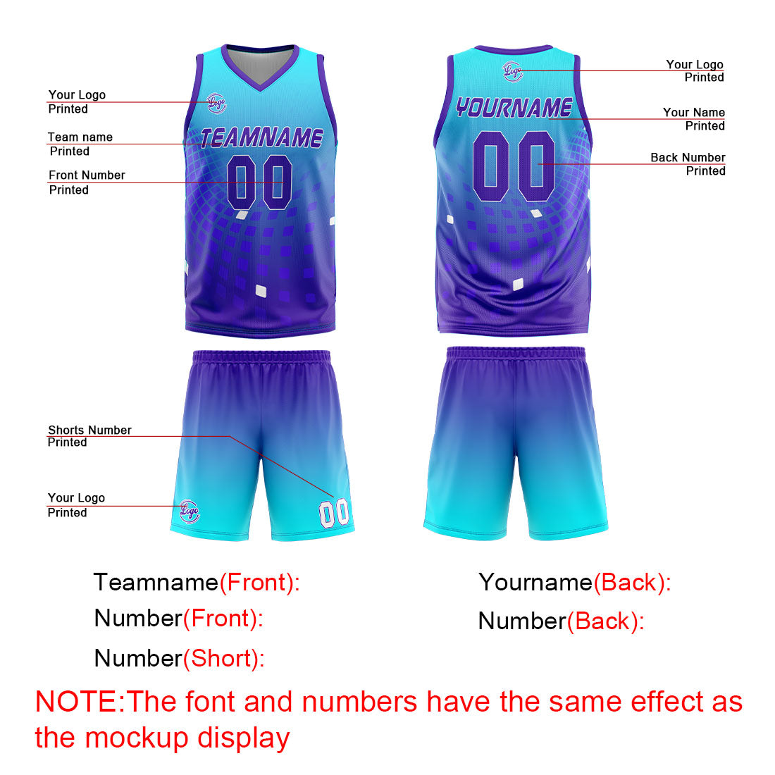Benutzerdefinierter Licht Lila Basketball Jersey Uniform Anzug gedruckt Ihr Logo Name Nummer