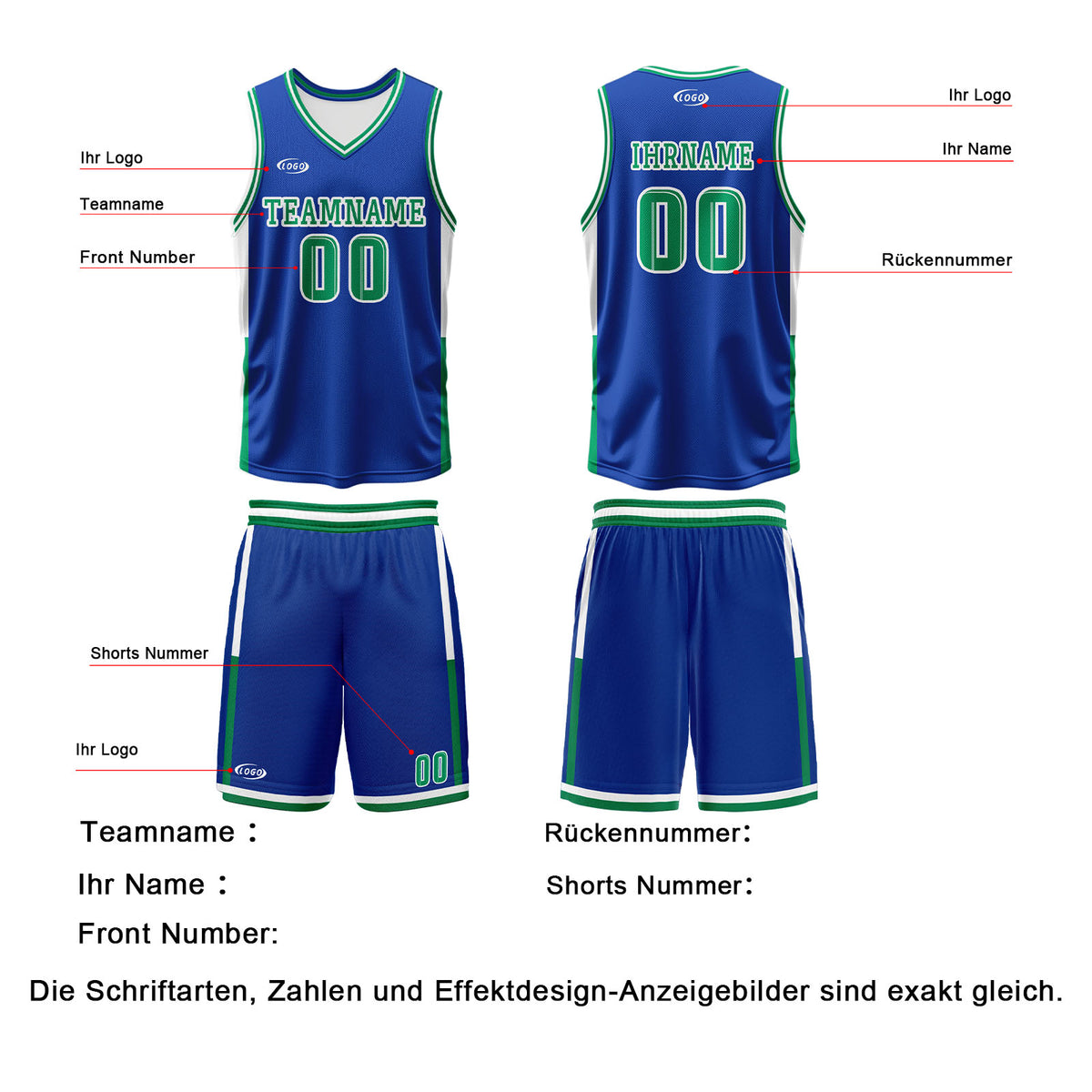 Benutzerdefinierte Blau Weiß Grün Reversible Basketball Jersey Personalisierte Drucken Name Nummer Logo
