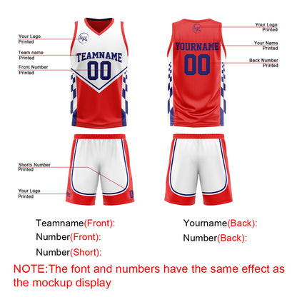 Benutzerdefinierte Blau Rot Reversible Basketball Jersey Personalisierte Drucken Name Nummer Logo
