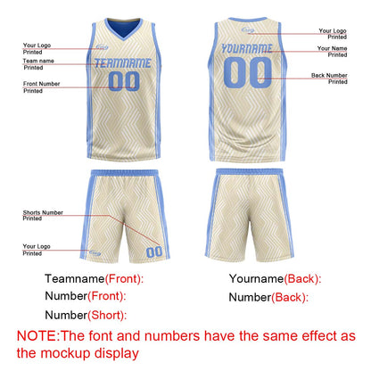 Benutzerdefinierte Creme Blau Reversible Basketball Jersey Personalisierte Drucken Name Nummer Logo