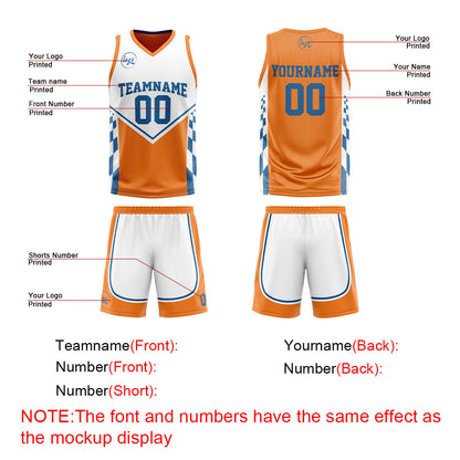 Benutzerdefinierte Orange Blau Reversible Basketball Jersey Personalisierte Drucken Name Nummer Logo