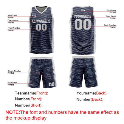 Benutzerdefinierte Marine Grau Reversible Basketball Jersey Personalisierte Drucken Name Nummer Logo