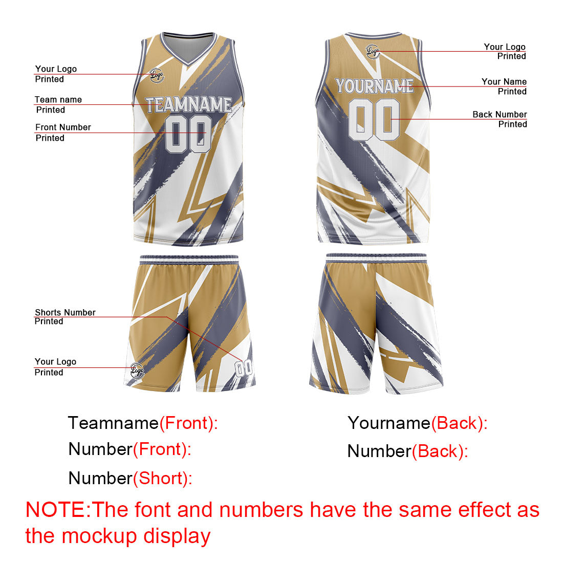 Benutzerdefinierter Braun Grau Basketball Jersey Uniform Anzug gedruckt Ihr Logo Name Nummer