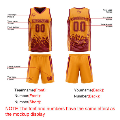Benutzerdefinierte Burgund Orange Reversible Basketball Jersey Personalisierte Drucken Name Nummer Logo