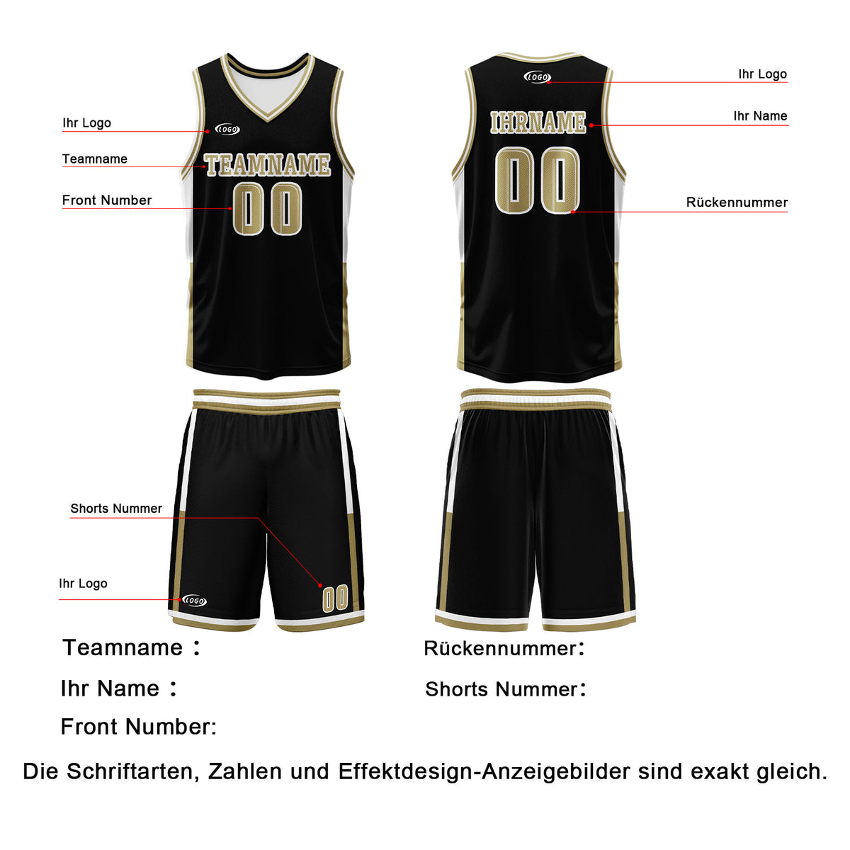 Benutzerdefinierte Schwarz Weiß Gold Reversible Basketball Jersey Personalisierte Drucken Name Nummer Logo