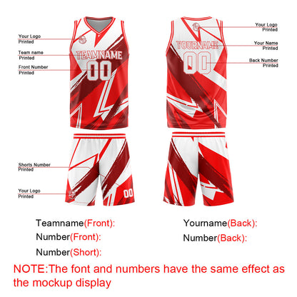 Benutzerdefinierter Rot Weiß Basketball Jersey Uniform Anzug gedruckt Ihr Logo Name Nummer