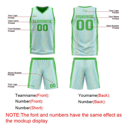 Benutzerdefinierte Hellblau Grün Reversible Basketball Jersey Personalisierte Drucken Name Nummer Logo