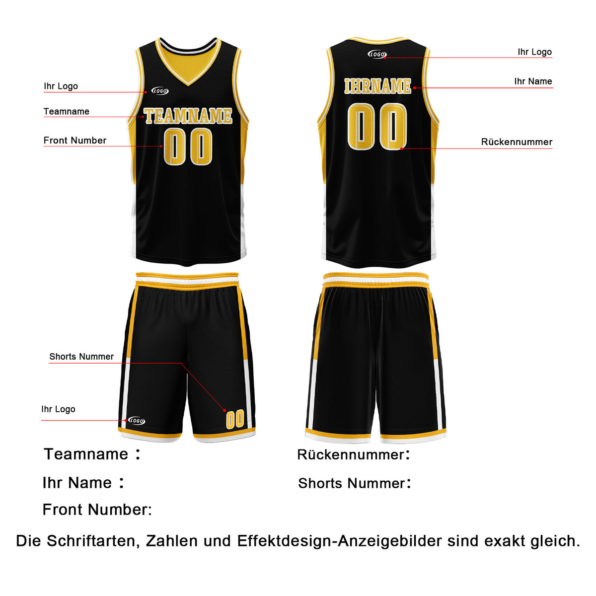 Benutzerdefinierte Schwarz Gelb Reversible Basketball Jersey Personalisierte Drucken Name Nummer Logo