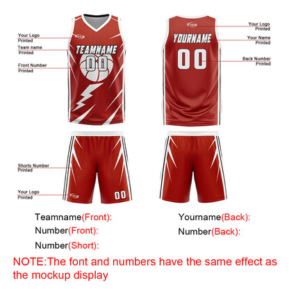 Benutzerdefinierte Rot Weiß Reversible Basketball Jersey Personalisierte Drucken Name Nummer Logo