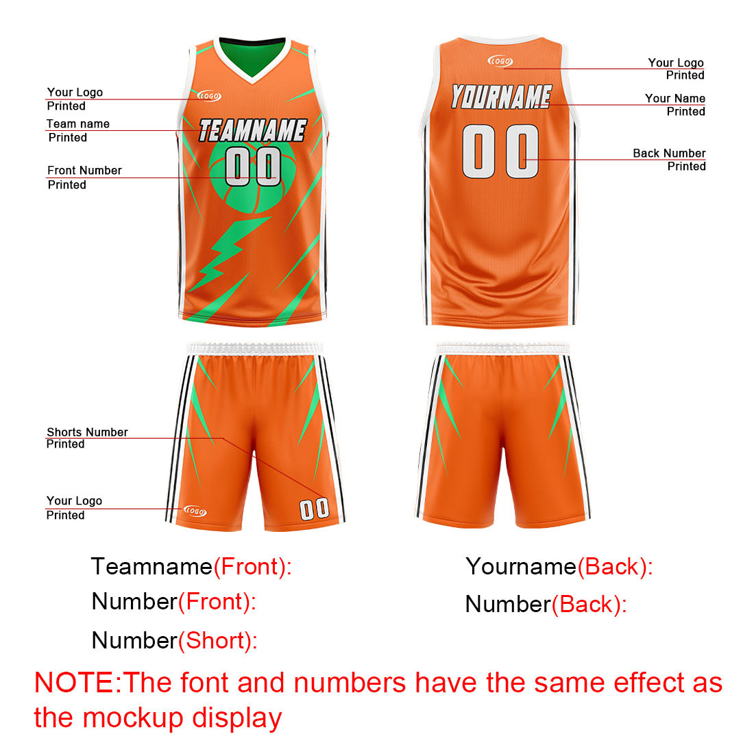 Benutzerdefinierte Orange Grün Reversible Basketball Jersey Personalisierte Drucken Name Nummer Logo