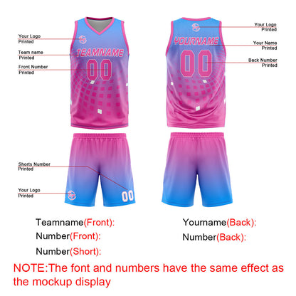 Benutzerdefinierter Blau Rosa Basketball Jersey Uniform Anzug gedruckt Ihr Logo Name Nummer