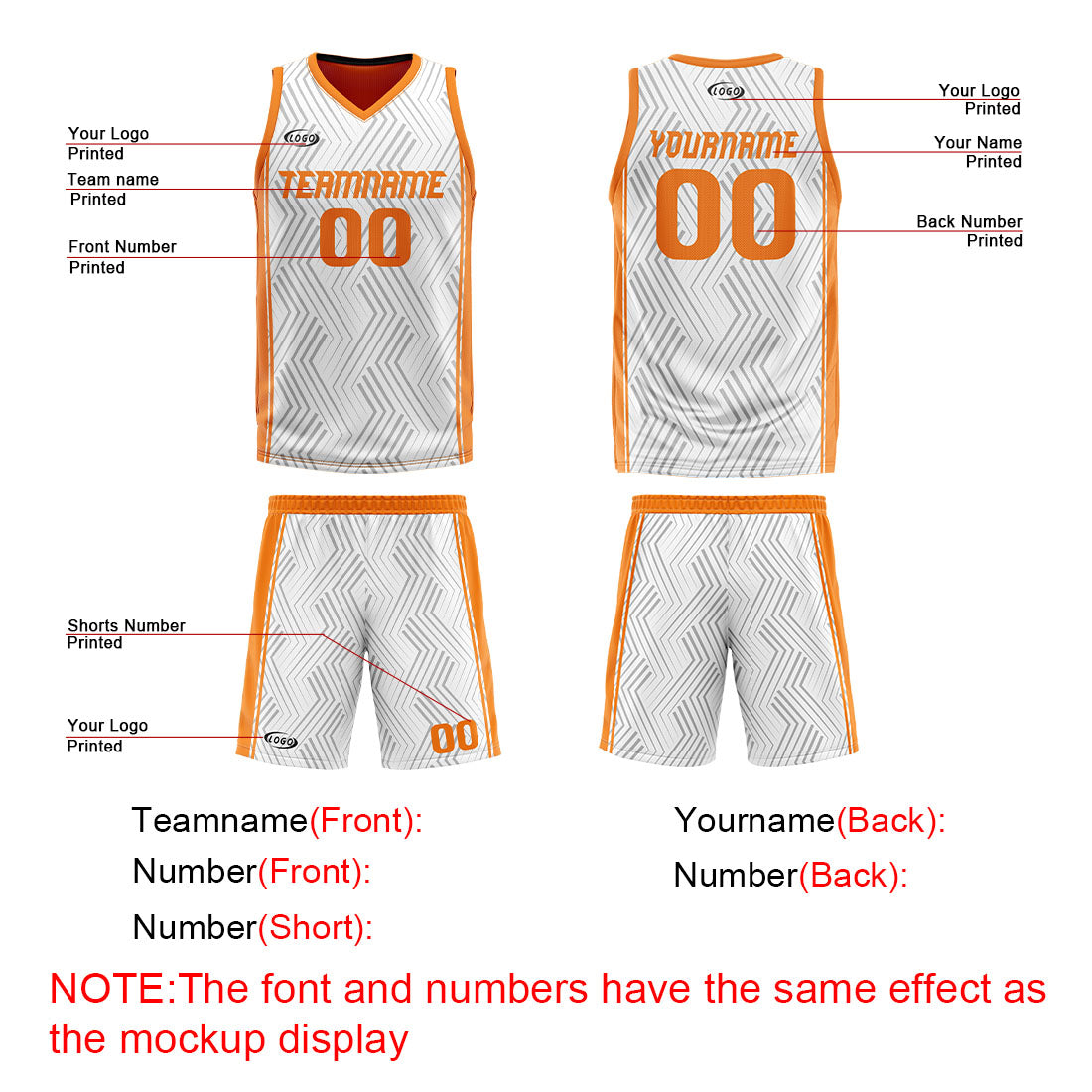 Benutzerdefinierte Weiß Orange Reversible Basketball Jersey Personalisierte Drucken Name Nummer Logo