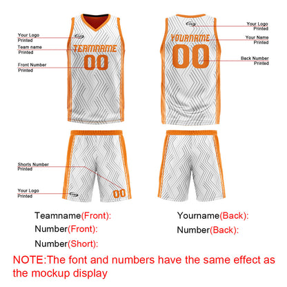 Benutzerdefinierte Weiß Orange Reversible Basketball Jersey Personalisierte Drucken Name Nummer Logo