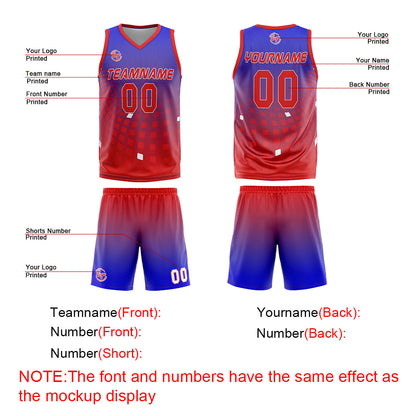 Benutzerdefinierter Blau Rot Basketball Jersey Uniform Anzug gedruckt Ihr Logo Name Nummer