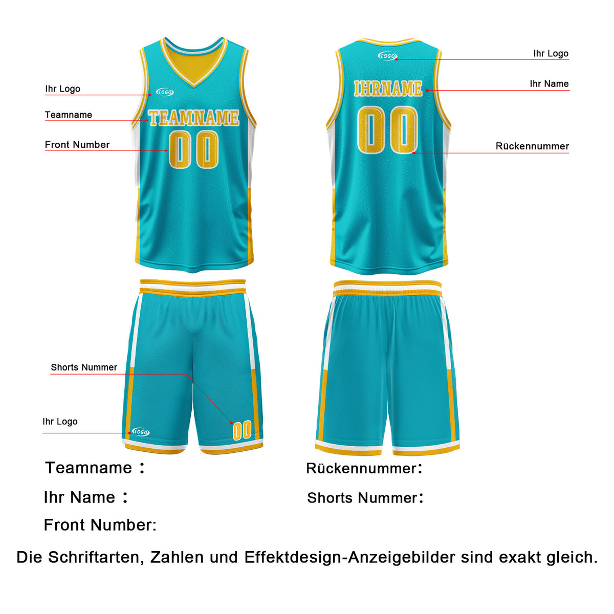 Benutzerdefinierte Cyan Gelb Reversible Basketball Jersey Personalisierte Drucken Name Nummer Logo