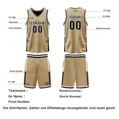 Benutzerdefinierte Gold Schwarz Reversible Basketball Jersey Personalisierte Drucken Name Nummer Logo
