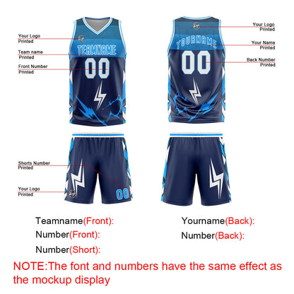 Benutzerdefinierter Marine Blau Basketball Jersey Uniform Anzug gedruckt Ihr Logo Name Nummer