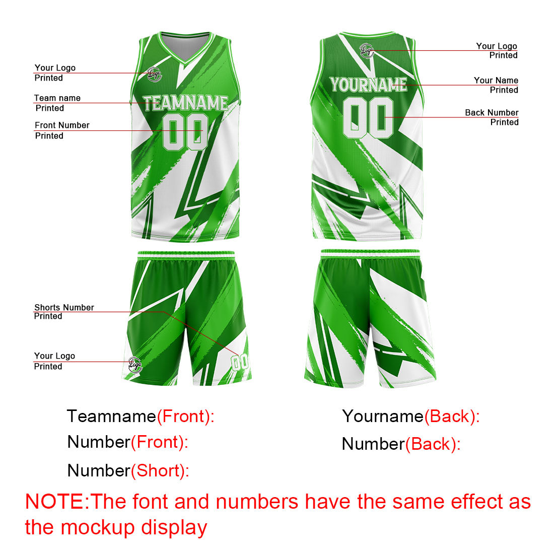Benutzerdefinierter Grün Weiß Basketball Jersey Uniform Anzug gedruckt Ihr Logo Name Nummer