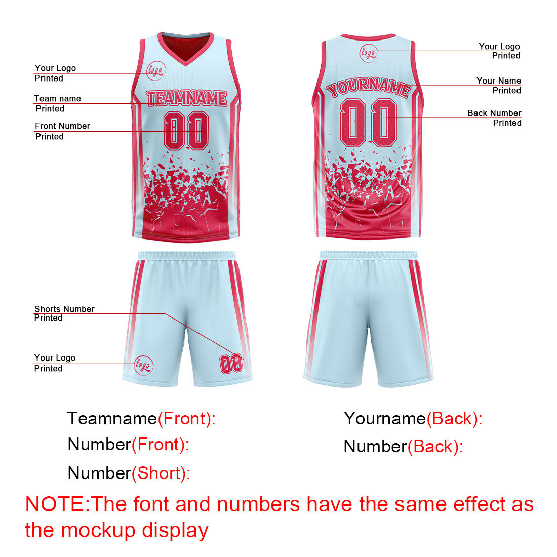 Benutzerdefinierte Rot Licht Rot Reversible Basketball Jersey Personalisierte Drucken Name Nummer Logo
