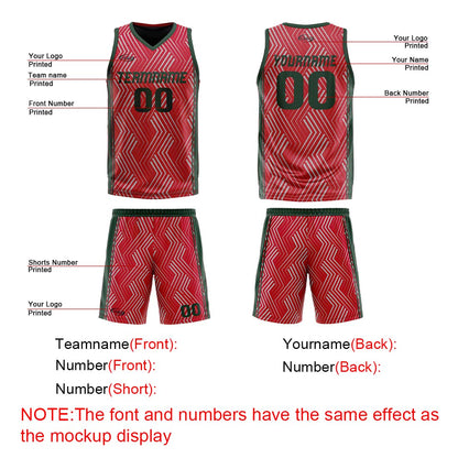Benutzerdefinierte Rot Grün Reversible Basketball Jersey Personalisierte Drucken Name Nummer Logo