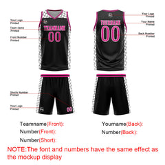 Benutzerdefinierter Schwarz Rosa Basketball Jersey Uniform Anzug gedruckt Ihr Logo Name Nummer
