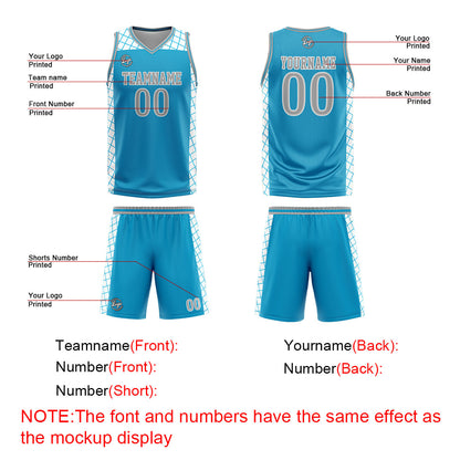 Benutzerdefinierter Blau Grau Basketball Jersey Uniform Anzug gedruckt Ihr Logo Name Nummer