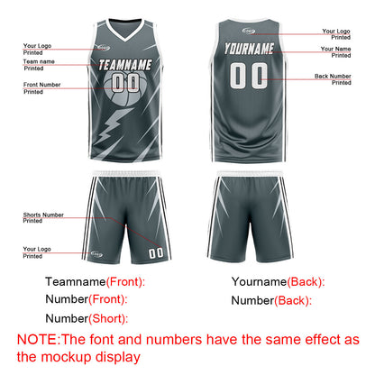 Benutzerdefinierte Grau Lichtgrau Reversible Basketball Jersey Personalisierte Drucken Name Nummer Logo