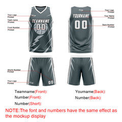 Benutzerdefinierte Grau Lichtgrau Reversible Basketball Jersey Personalisierte Drucken Name Nummer Logo