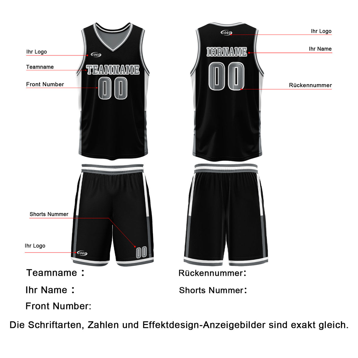 Benutzerdefinierte Schwarz Grau Reversible Basketball Jersey Personalisierte Drucken Name Nummer Logo