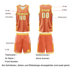 Benutzerdefinierte Orange Weiß Gelb Reversible Basketball Jersey Personalisierte Drucken Name Nummer Logo