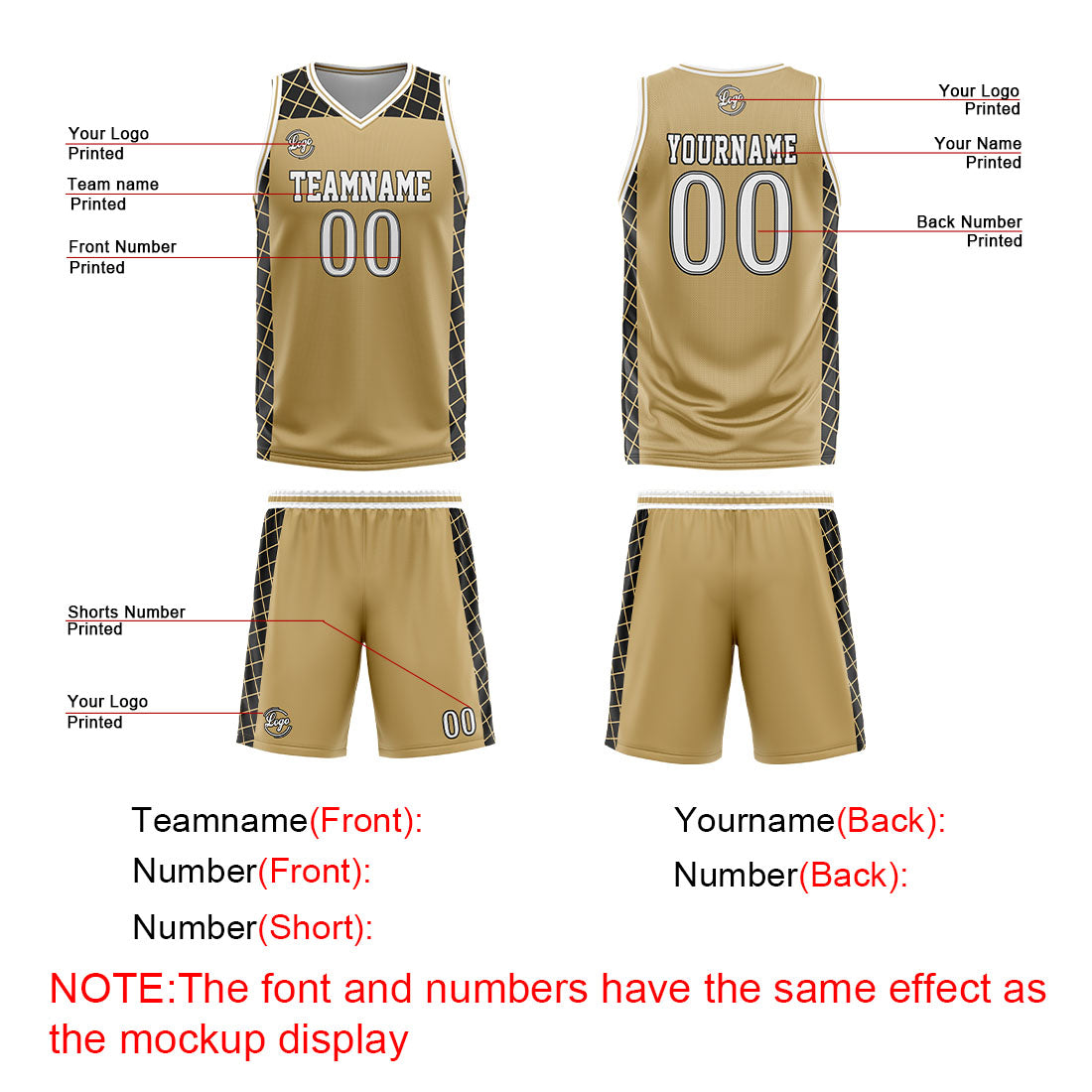 Benutzerdefinierter Braun Schwarz Basketball Jersey Uniform Anzug gedruckt Ihr Logo Name Nummer