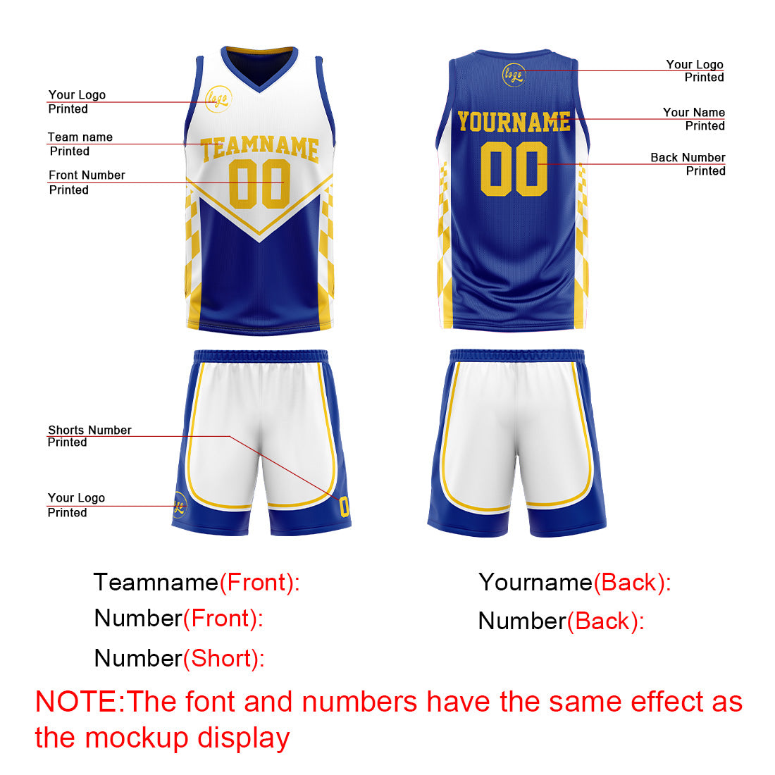 Benutzerdefinierte Blau Gelb Reversible Basketball Jersey Personalisierte Drucken Name Nummer Logo