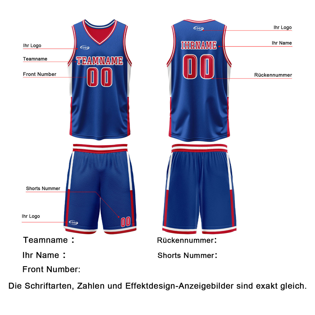 Benutzerdefinierte Blau Rot Reversible Basketball Jersey Personalisierte Drucken Name Nummer Logo