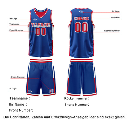 Benutzerdefinierte Blau Rot Reversible Basketball Jersey Personalisierte Drucken Name Nummer Logo