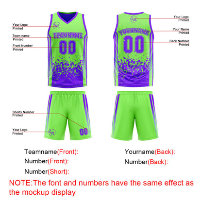 Benutzerdefinierte Grün Lila Reversible Basketball Jersey Personalisierte Drucken Name Nummer Logo