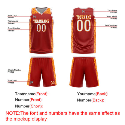 Benutzerdefinierter Rot Orange Basketball Jersey Uniform Anzug gedruckt Ihr Logo Name Nummer