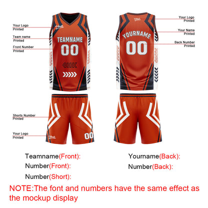 Benutzerdefinierte Orange Marine Reversible Basketball Jersey Personalisierte Drucken Name Nummer Logo