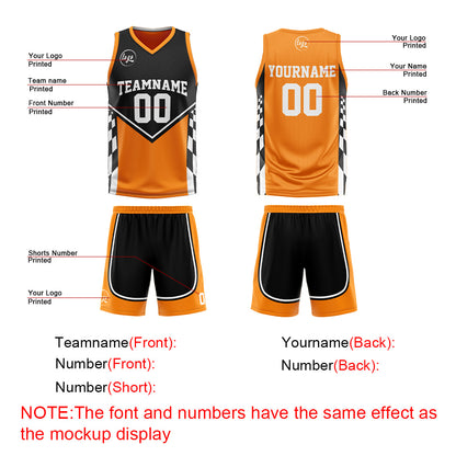 Benutzerdefinierte Schwarz Orange Reversible Basketball Jersey Personalisierte Print Name Nummer Logo
