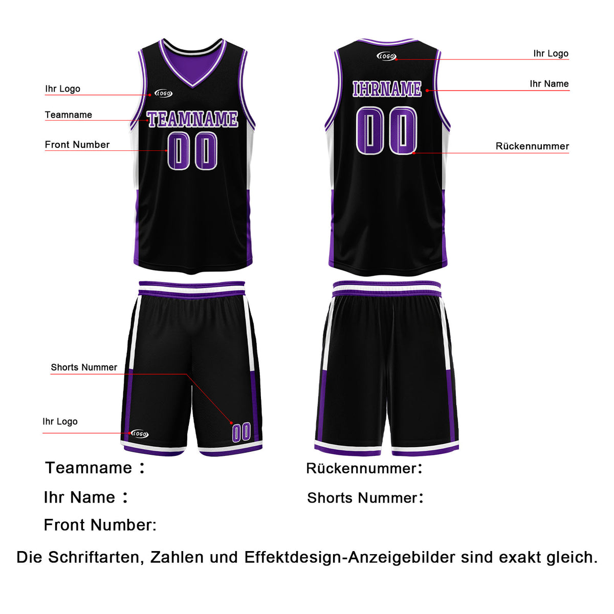 Benutzerdefinierte Schwarz Lila Reversible Basketball Jersey Personalisierte Drucken Name Nummer Logo