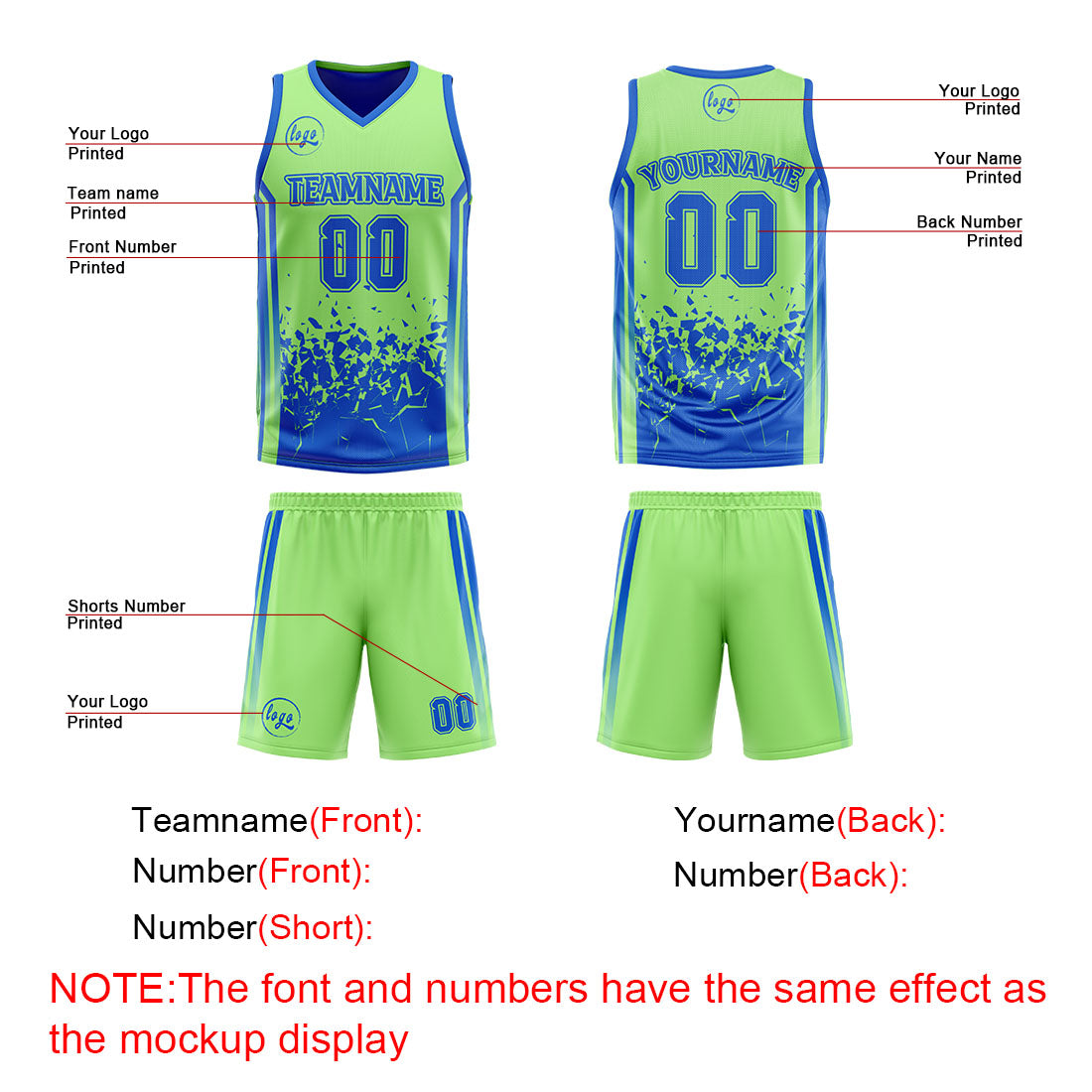 Benutzerdefinierte Blau Grün Reversible Basketball Jersey Personalisierte Print Name Nummer Logo