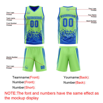 Benutzerdefinierte Blau Grün Reversible Basketball Jersey Personalisierte Print Name Nummer Logo