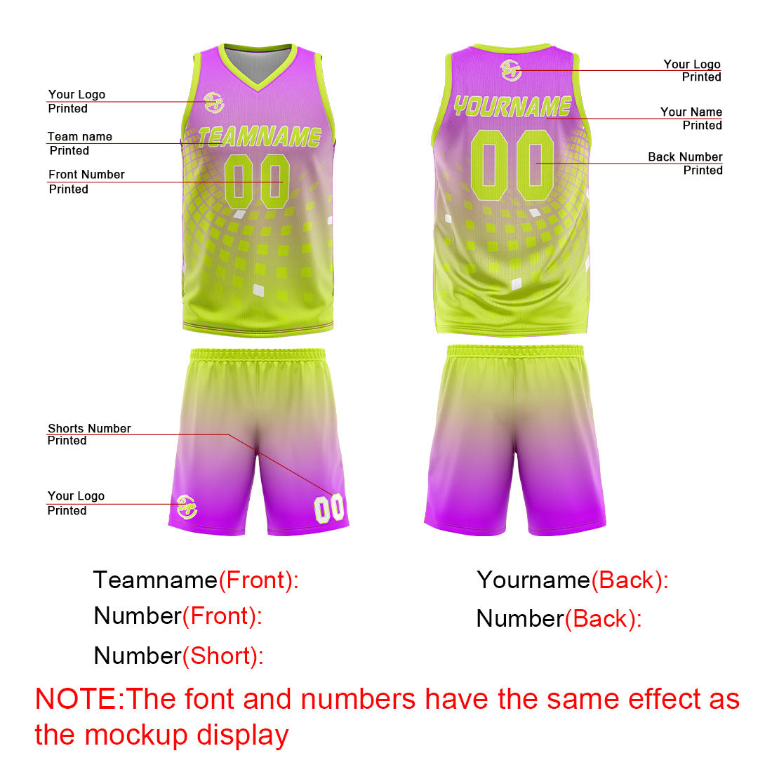 Benutzerdefinierter Licht Lila Grün Basketball Jersey Uniform Anzug gedruckt Ihr Logo Name Nummer