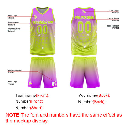 Benutzerdefinierter Licht Lila Grün Basketball Jersey Uniform Anzug gedruckt Ihr Logo Name Nummer