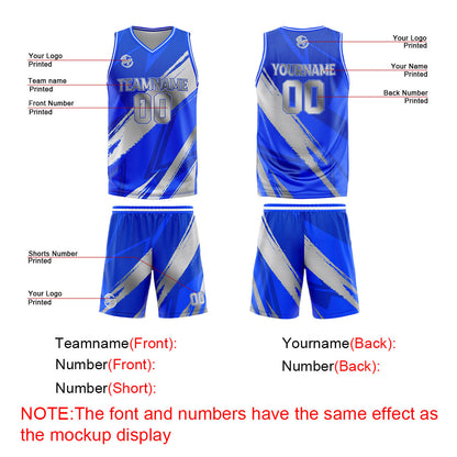 Benutzerdefinierter Blau Grau Basketball Jersey Uniform Anzug gedruckt Ihr Logo Name Nummer